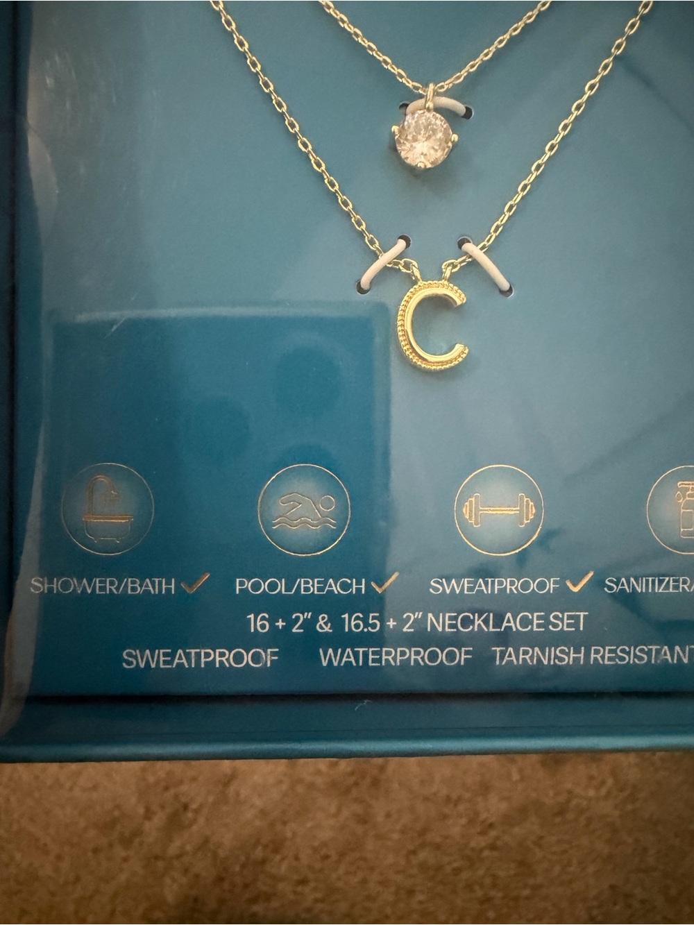 Aquabella Tarnish Free Waterproof Initial 'C' Layered Necklace Set - Picture 7 of 12